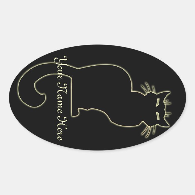 Pegatina Ovalada Gato Pegatinas Gato Pegatinas Gato Personalizados (Anverso)