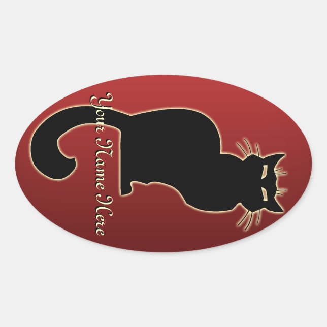 Pegatina Ovalada Gato Pegatinas Gato Pegatinas Gato Personalizados (Anverso)