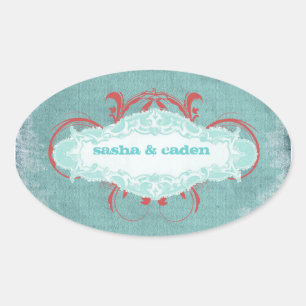 Pegatina Ovalada GC   El fascinante rojo turquesa "viejo"