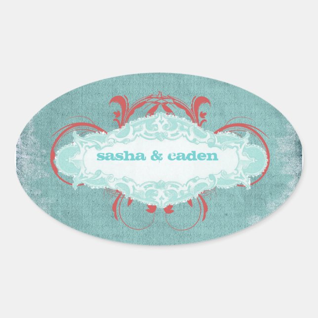 Pegatina Ovalada GC | El fascinante rojo turquesa "viejo" (Anverso)