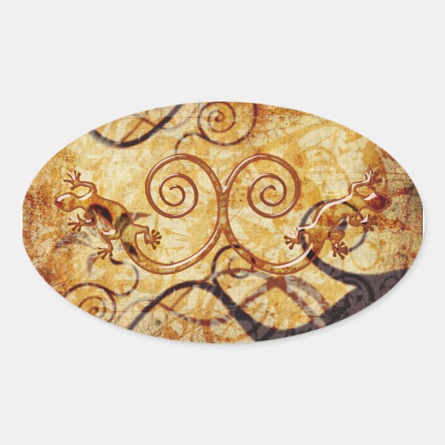 Pegatina Ovalada Gecko Spiral Twins (Anverso)