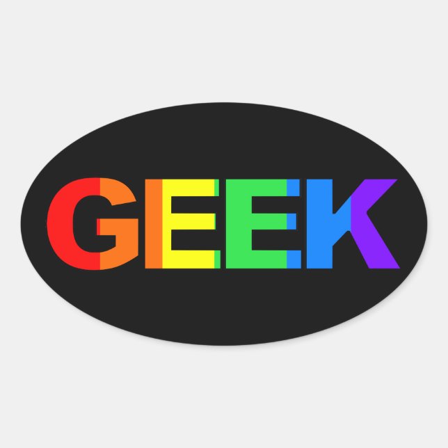 Pegatina Ovalada Geeky y Queer As. (Anverso)