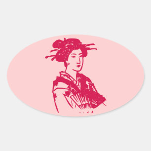 Pegatina Ovalada Geisha
