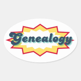 Pegatina Ovalada Genealogy Sticker, comic book pop design