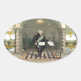 Pegatina Ovalada George Washington como masón