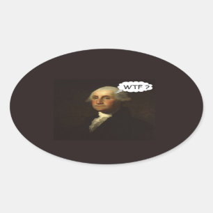 Pegatina Ovalada George Washington dando vueltas a su gran gracia