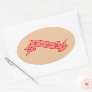 Pegatina Ovalada Geraldine Cowgirl Ribbon Stars