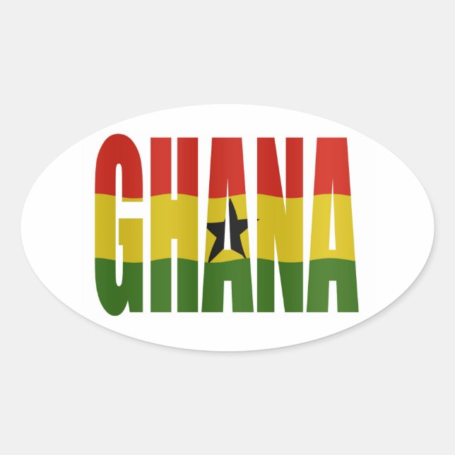 Pegatina Ovalada Ghana + flag (Anverso)