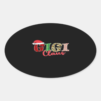 Pegatina Ovalada Gigi Claus Santa Hat Funny Xmas Pajama Clothing
