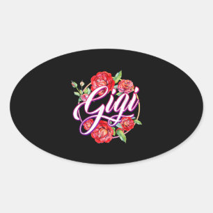 Pegatina Ovalada Gigi mujeres florales Gigi Abuela Mors Day