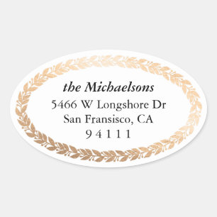 Pegatina Ovalada Gilded Garland Elegant Oval