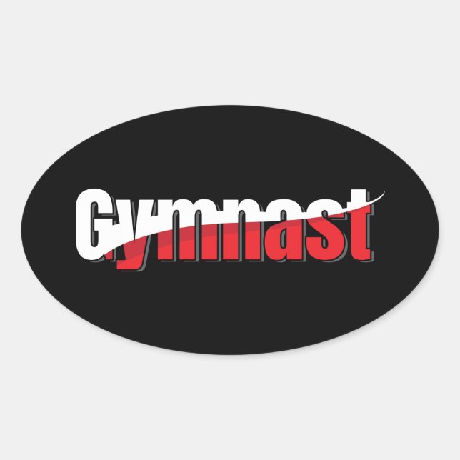 Pegatina Ovalada Gimnasia - Resumen de la Gimnasta Palabra Swish (Anverso)