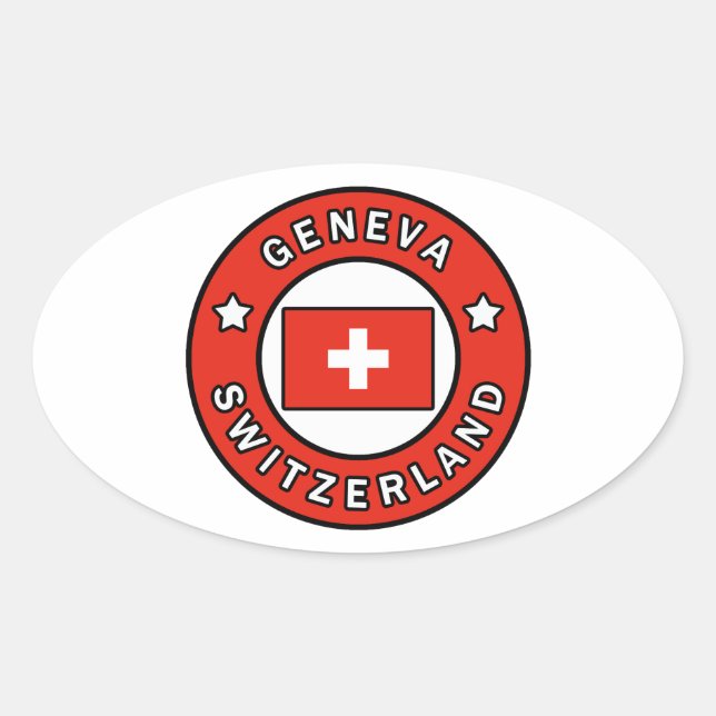 Pegatina Ovalada Ginebra Suiza (Anverso)