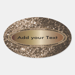 Pegatina Ovalada Glam Brown Sparkles Purpurinoso