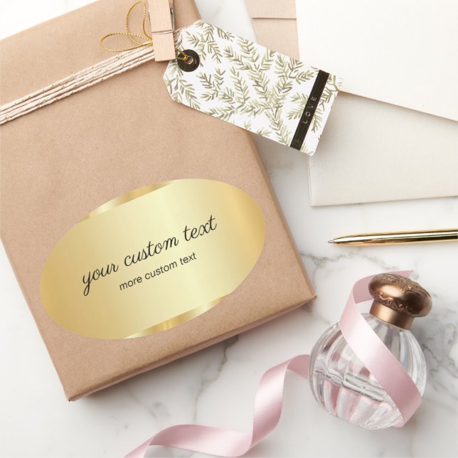 Pegatina Ovalada Glamour Template Gold Calligraphy Your Custom Text (Regalar)
