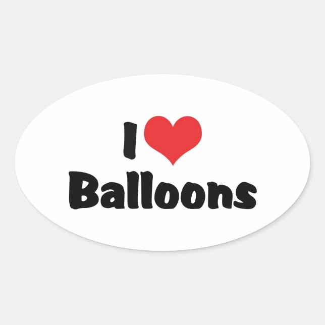 Pegatina Ovalada Globos con Corazón que Amo (Anverso)