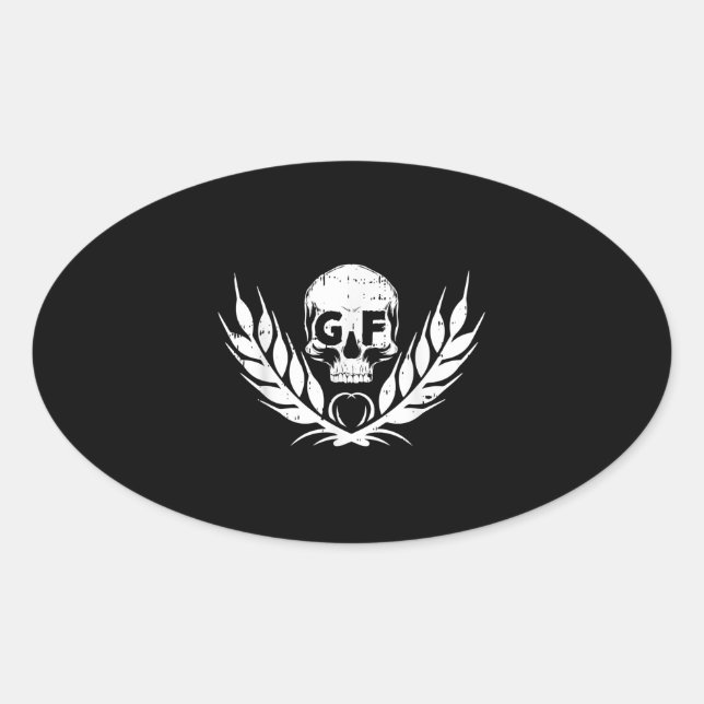 Pegatina Ovalada Gluten Free Guay Skull Warrior Gift (Anverso)