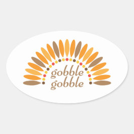 Pegatina Ovalada Gobble Gobble Acción de Gracias