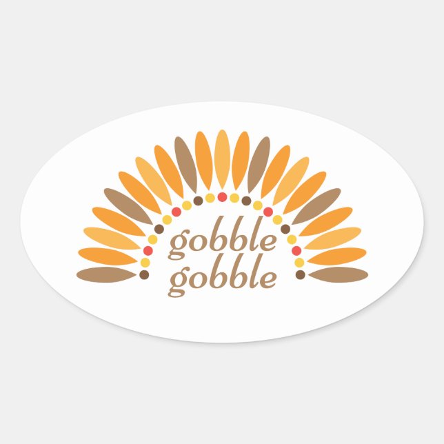 Pegatina Ovalada Gobble Gobble Acción de Gracias (Anverso)