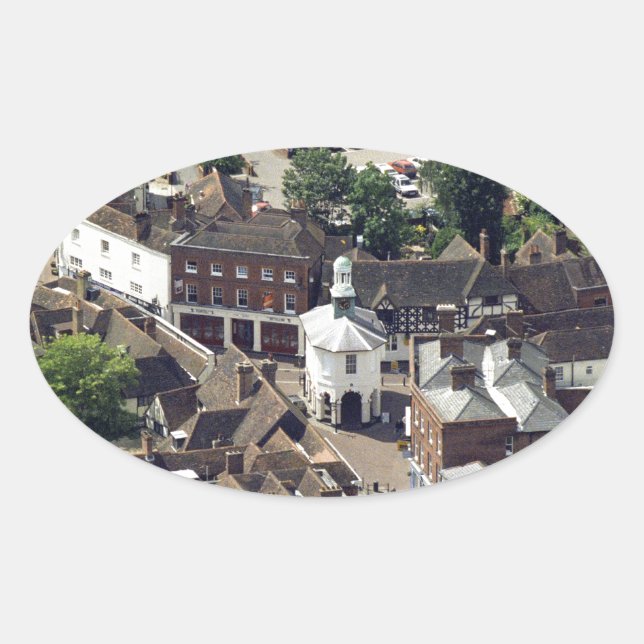 Pegatina Ovalada Godalming Surrey England (Anverso)