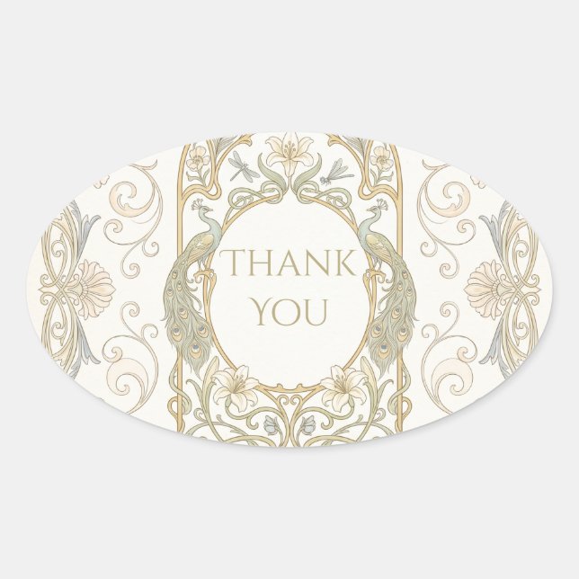 Pegatina Ovalada Gold Baroque Gracias (Anverso)