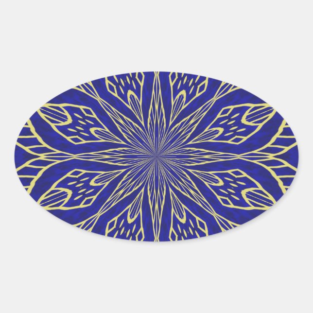 Pegatina Ovalada Golden Flower Mandala (Anverso)