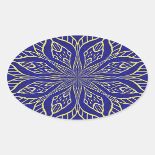 Pegatina Ovalada Golden Flower Mandala