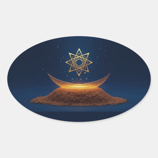 Pegatina Ovalada Golden Harmony – Shree Yantra’s Divine Resonance (Anverso)