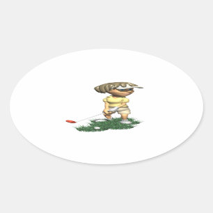 Pegatina Ovalada Golfista de la mujer