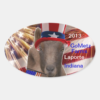 Pegatina Ovalada GoMetz Farms Laporte, Indiana 2013 PATRIOTIC GOAT