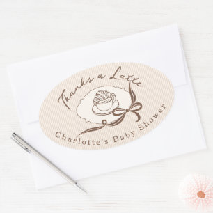 Pegatina Ovalada Gracias A Latte Cafe Bebe Coffee Bow Baby Shower