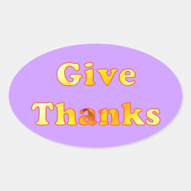 Pegatina Ovalada Gracias, arte de palabras con lirio amarillo, pega (Anverso)