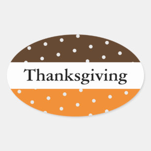 Pegatina Ovalada GRACIAS DIVERTIDAS Naranjas blancos marrones