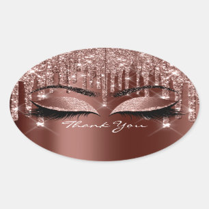 Pegatina Ovalada Gracias, dulce Rosa nupcial Skinny Eyes