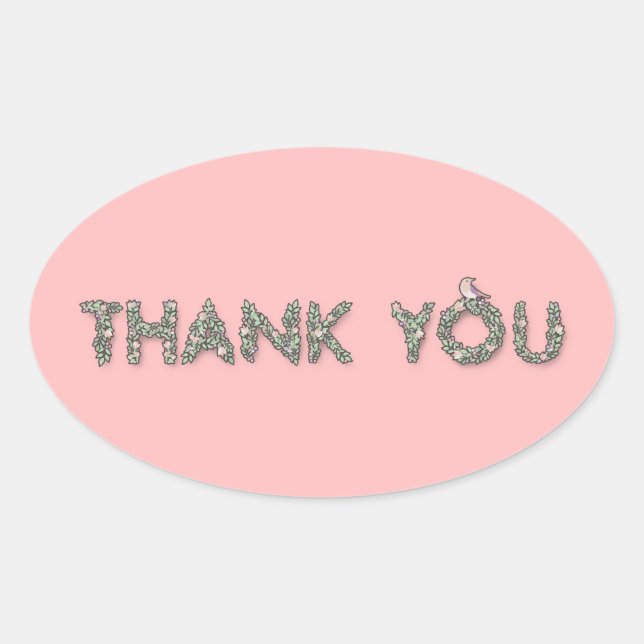 Pegatina Ovalada Gracias Floral (Anverso)