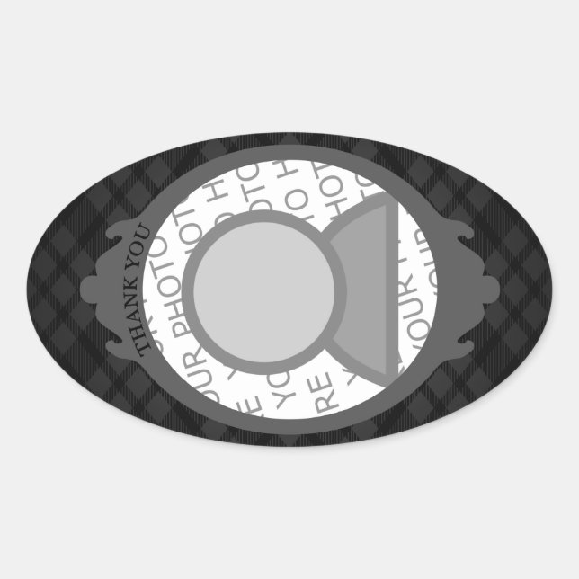 Pegatina Ovalada gracias (inserte su propia imagen) (Anverso)