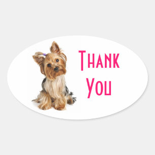 Pegatina Ovalada Gracias Yorkshire Terrier Puppy Dog Pegatinas