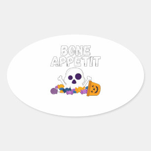 Pegatina Ovalada Gracioso Chef Pun Bone Appetit Halloween Candy