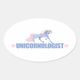 Pegatina Ovalada Gracioso Unicorn
