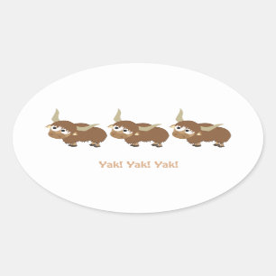 Pegatina Ovalada Gracioso Yak Yak Yak Pun Cute Personalizado Yaks