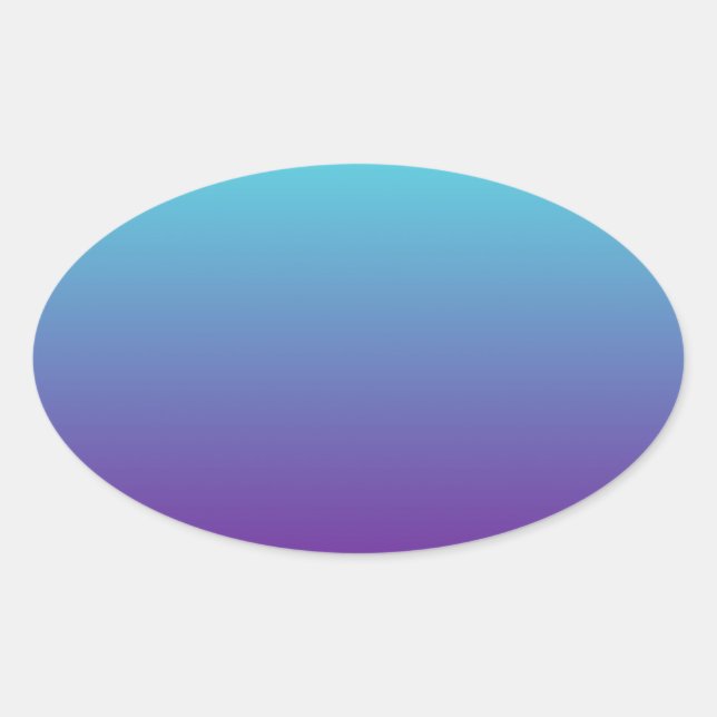 Pegatina Ovalada Gradiente de fondo simple azul turquesa púrpura (Anverso)