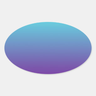 Pegatina Ovalada Gradiente de Fondo Simple Turquesa Azul Púrpura