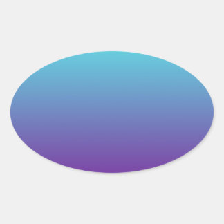 Pegatina Ovalada Gradiente de Fondo Simple Turquesa Azul Púrpura