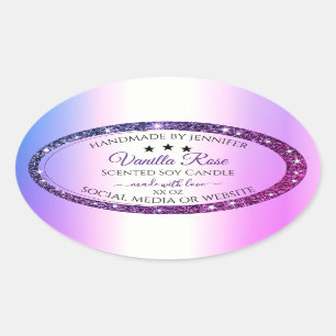 Pegatina Ovalada Gradiente morado rosado Purpurina Spark Product La