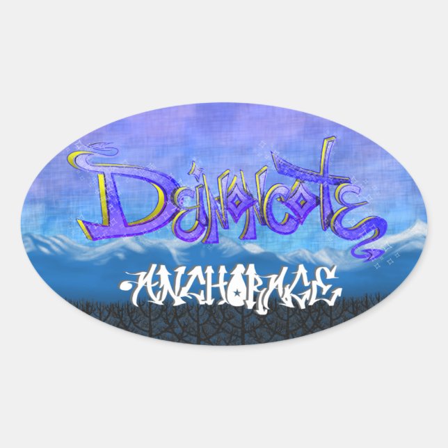 Pegatina Ovalada Graffiti de DC (Anverso)