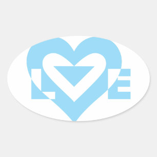 Pegatina Ovalada Gráfica de amor de Guay, azul