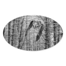 Gran búho gris en pegatinas blancos y negros