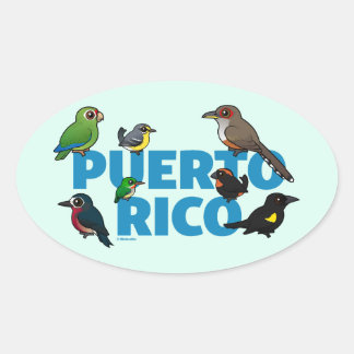 Pegatina Ovalada Gran hazaña de Puerto Rico. Aves endémicas