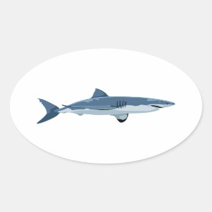 Pegatina Ovalada Gran tiburón blanco