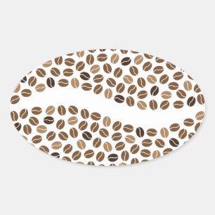 Pegatina Ovalada Granos de café